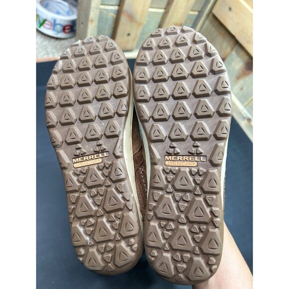 Merrell Womens Size 5 Slip-On Distressed Brown Leather Casual Flats Shoes - Picture 8 of 9